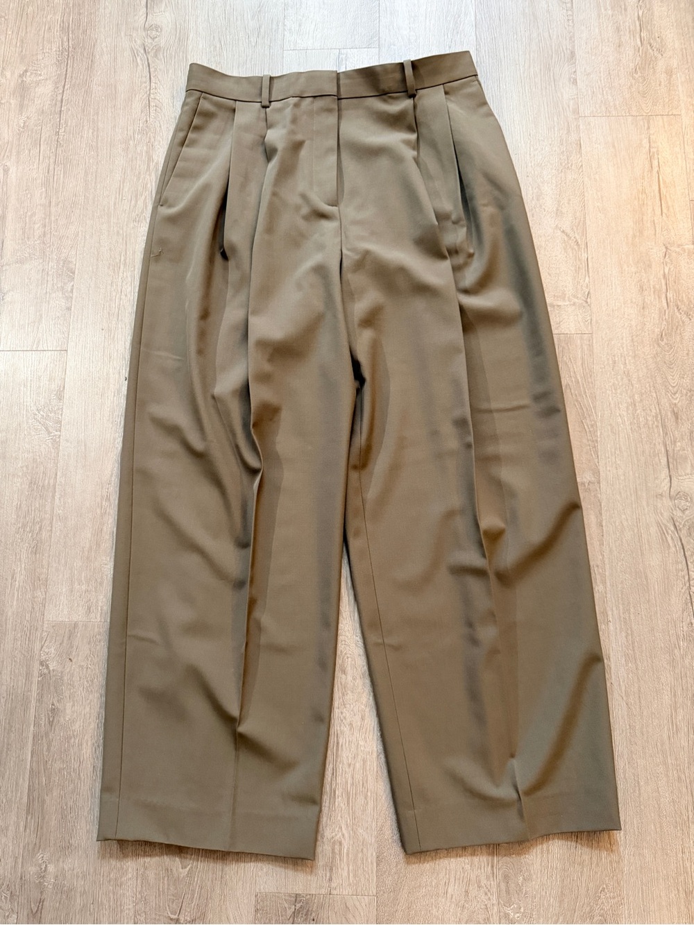 Cos Tan Wide-Leg Pleated Dress Pants